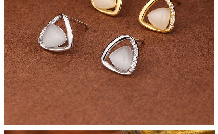 妮美雅S925银猫眼石三角耳钉女轻奢高级感气质耳环女时尚百搭耳饰详情39