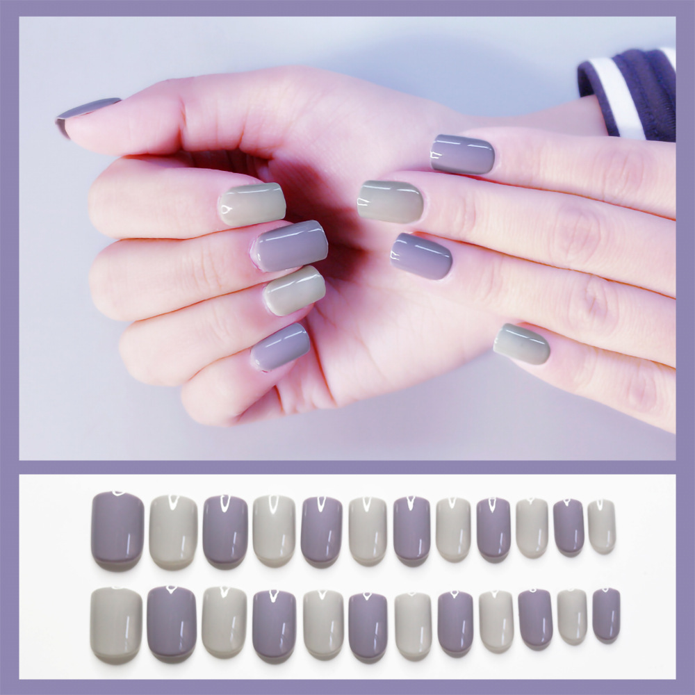 Short square-headed false nail patches for autumn and winter color contrast wearing nails, maple leaf red and dark green mixed monochrome nail art products pic 29