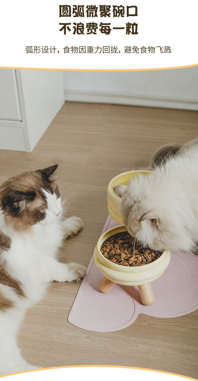 gulu bowl, pet food bowl, water bowl, cat bowl, ceramic colored cat and dog feeding bowl, cat food basin, split high-legged neck guard pic 4