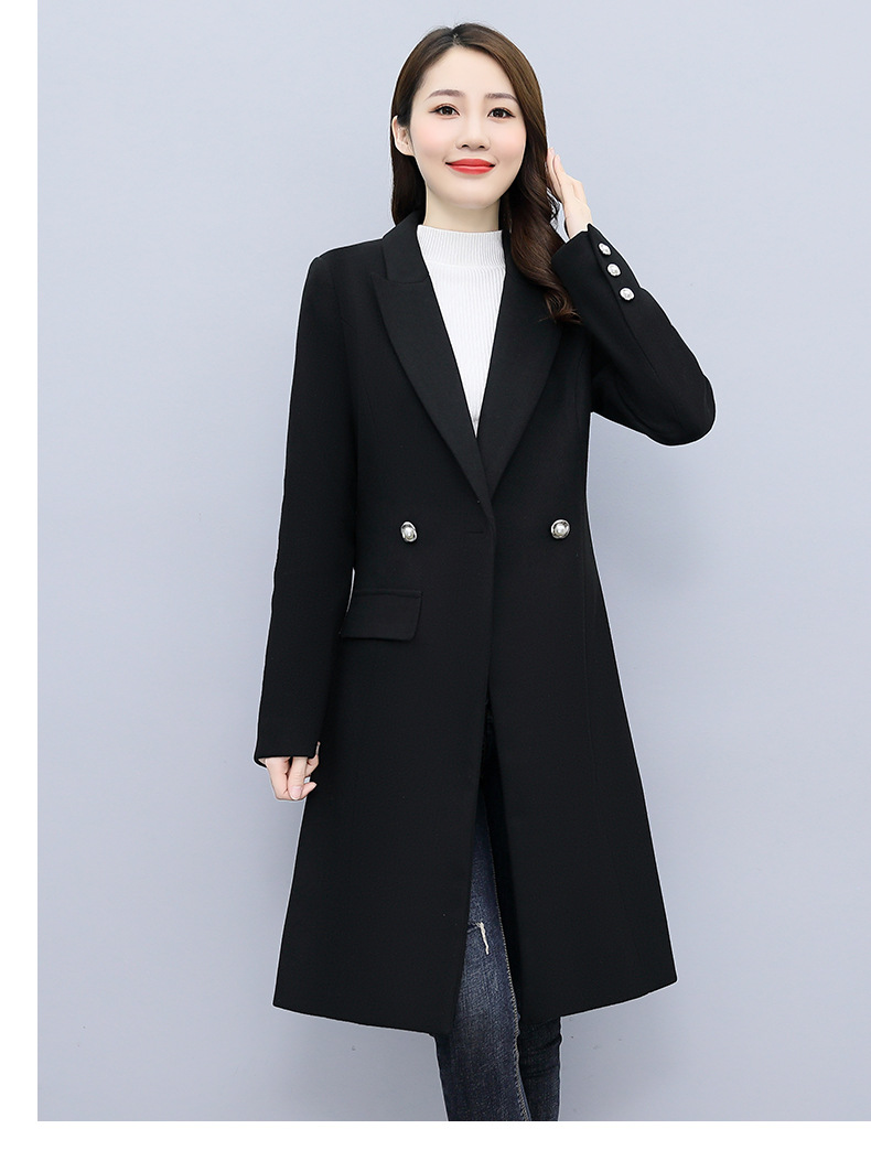 High-end woolen coat for women, mid-length, 2021 autumn/winter new style, fashionable and elegant, a slimming and form-fitting woolen coat for socialite pic 11
