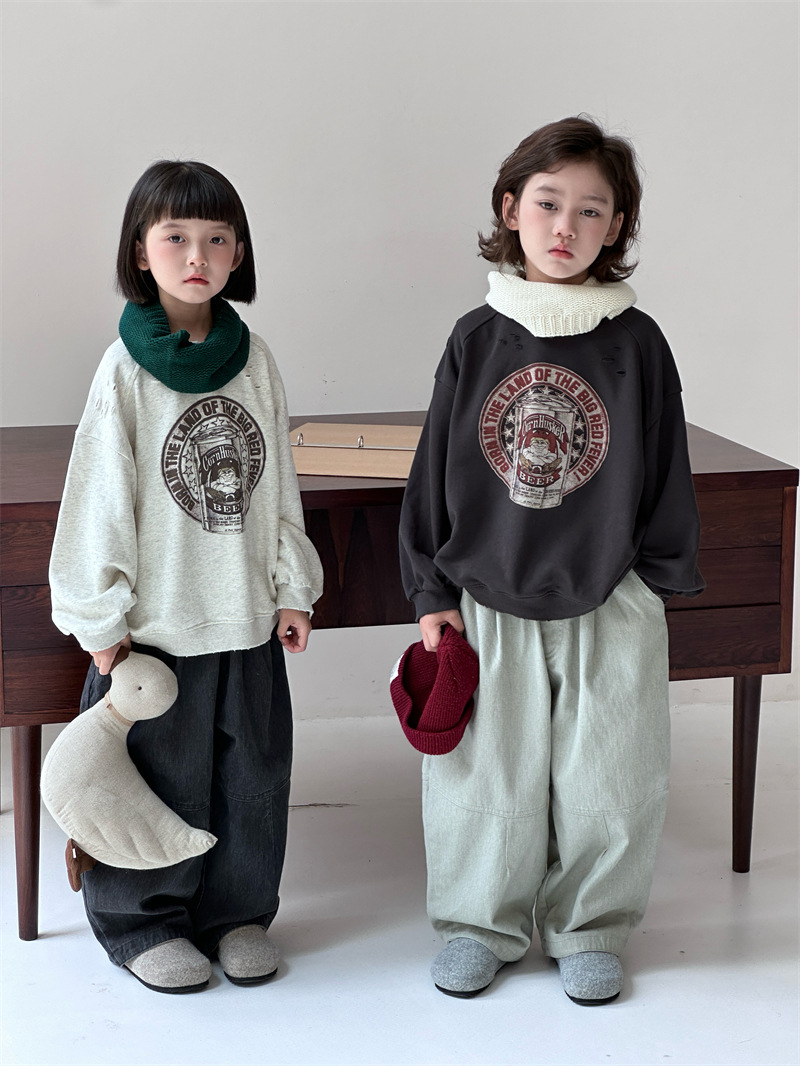 2024秋季新款韩版儿童宽松卫衣男女童百搭印花圆领套头上衣潮详情2