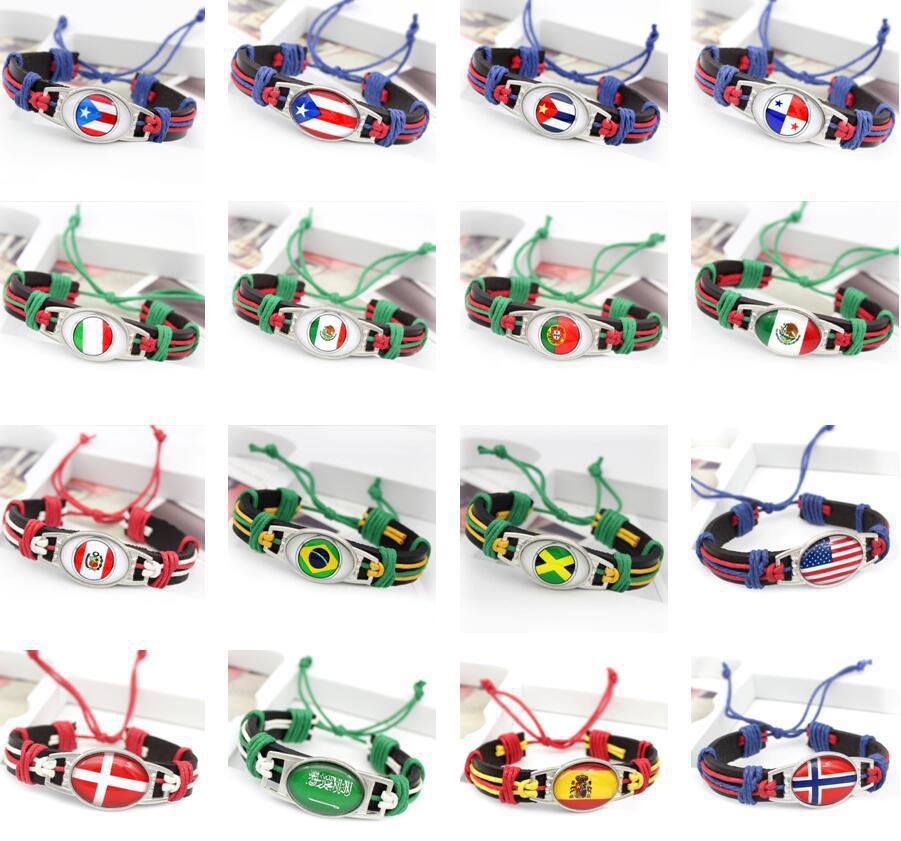 摩洛哥世界各国国旗手链 世界杯复古牛皮绳编织手链批发详情5