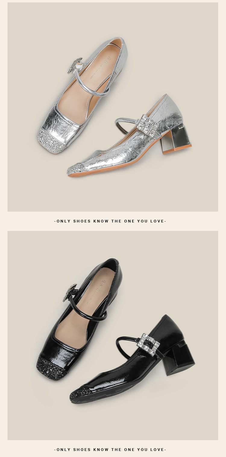 H923-2女鞋夏高级感高跟鞋拼色方头粗跟玛丽珍单鞋日常配裙子外穿详情15