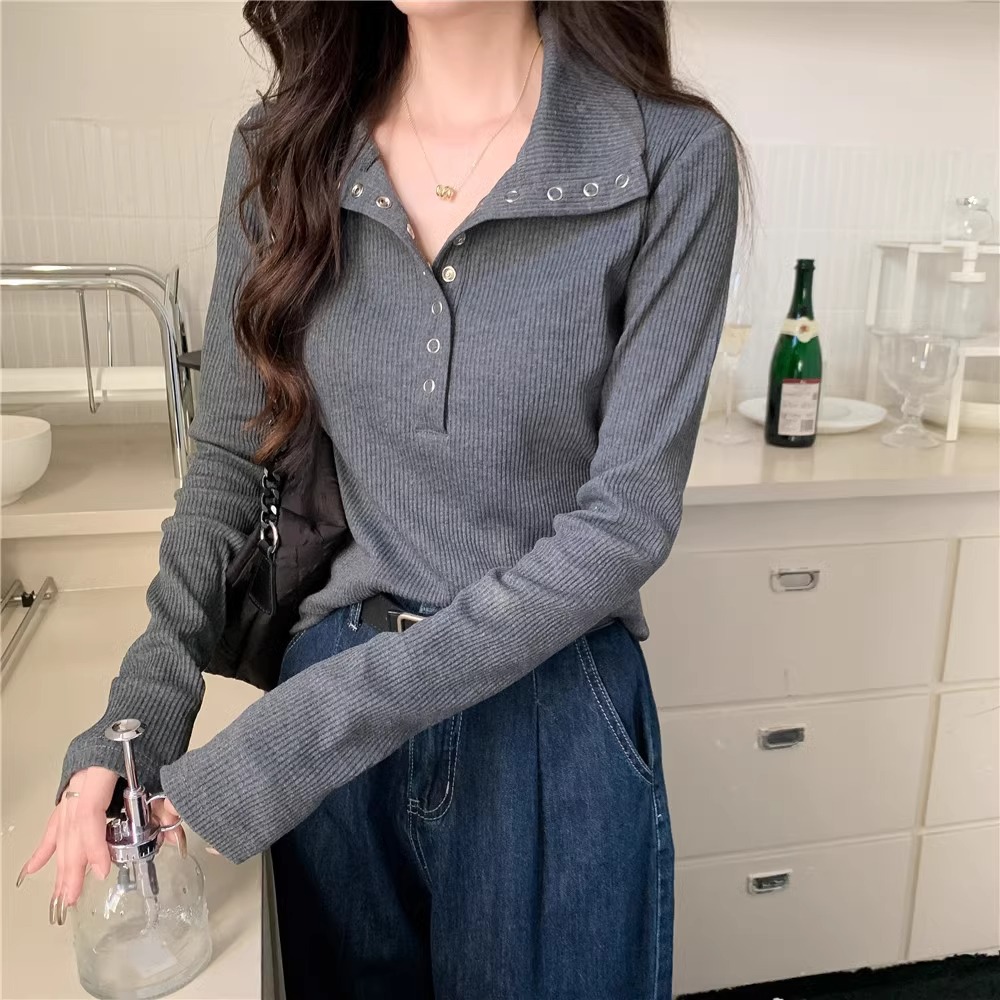 大码微胖正肩显瘦T恤女秋季设计感辣妹修身长袖内搭打底衫上衣潮详情19