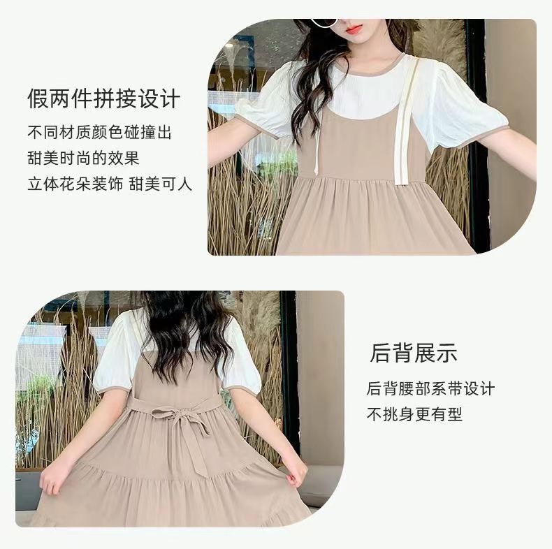 时尚休闲女童连衣裙夏装新款女孩裙子夏季公主风儿童假两件吊带裙详情3