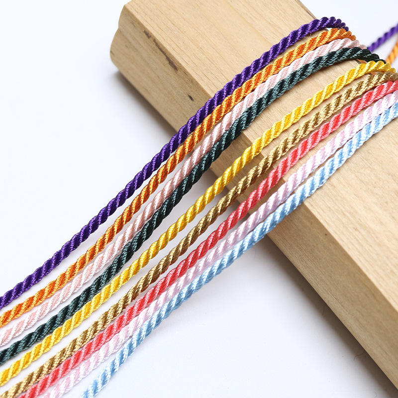 Wanshun band high-density 5mm polyester three-strand rope tassel drawstring pocket bracelet, 3mm colored binding rope, 1-5mm multi-size rope pic 11