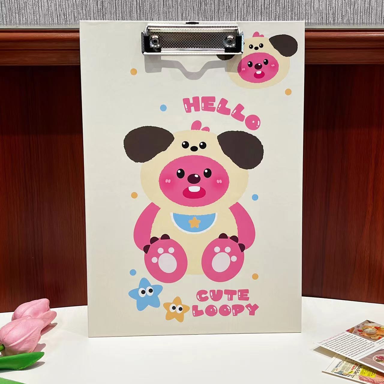 卡通loopy板夹可爱小海狸学生写字垫板A4试卷文件夹露比办公文具详情8