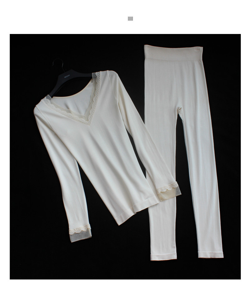 秋衣秋裤女薄款套装保暖内衣女不加绒蕾丝低胸单层性感打底线衣裤详情17