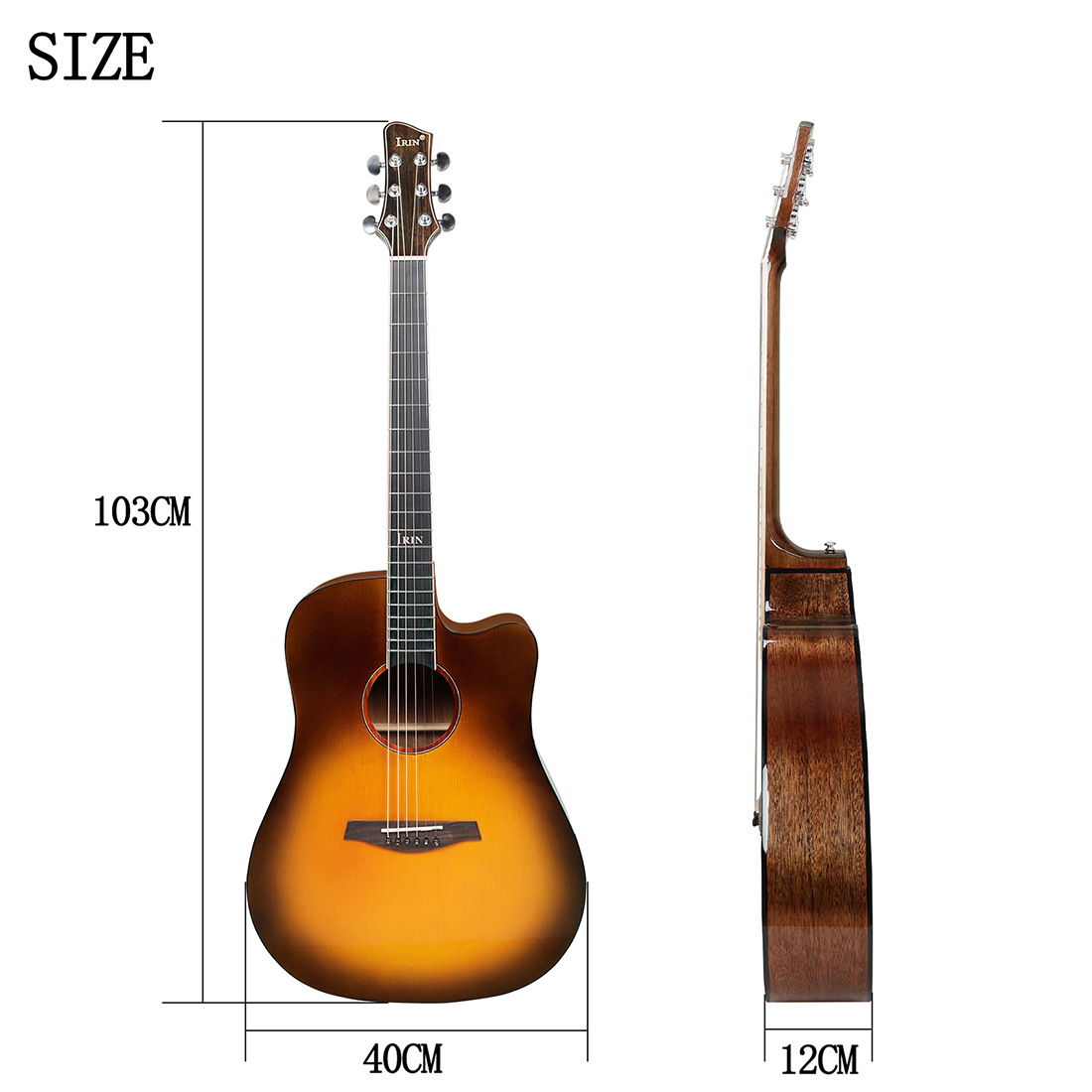 实木吉他41寸云杉桃花芯民谣吉他镜面亮光guitar初学者入门木吉他详情3