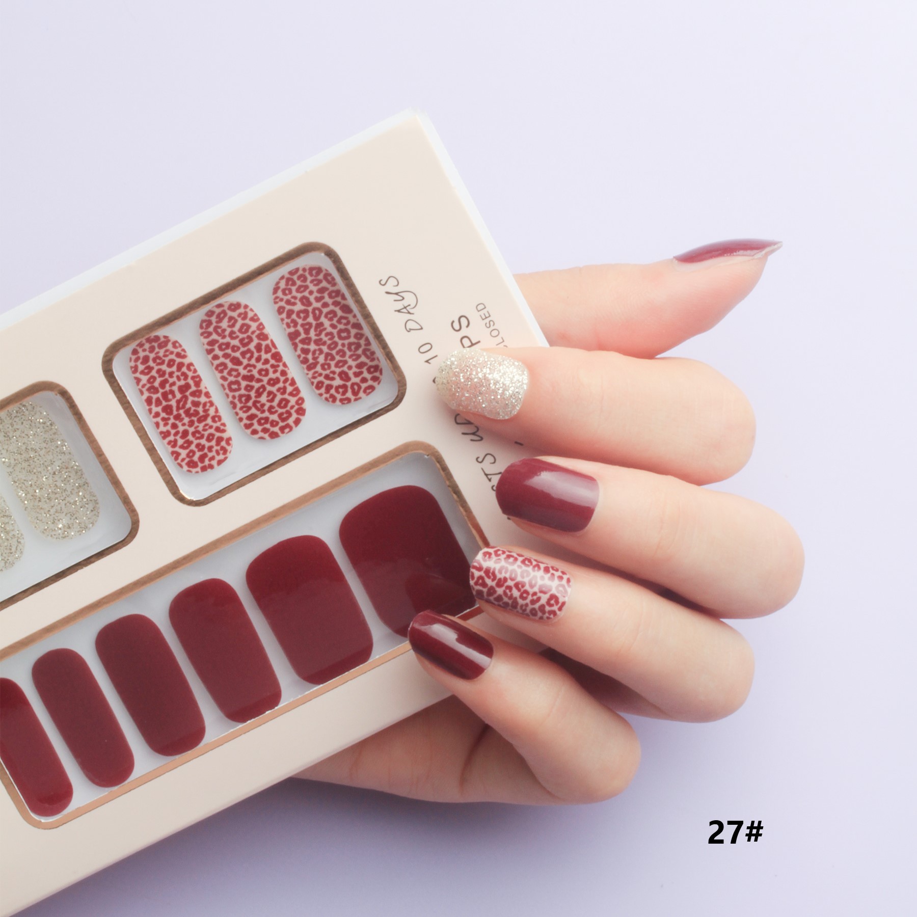 Custom-made 12-piece box set of waterproof nail stickers that are popular among Internet celebrities pic 39
