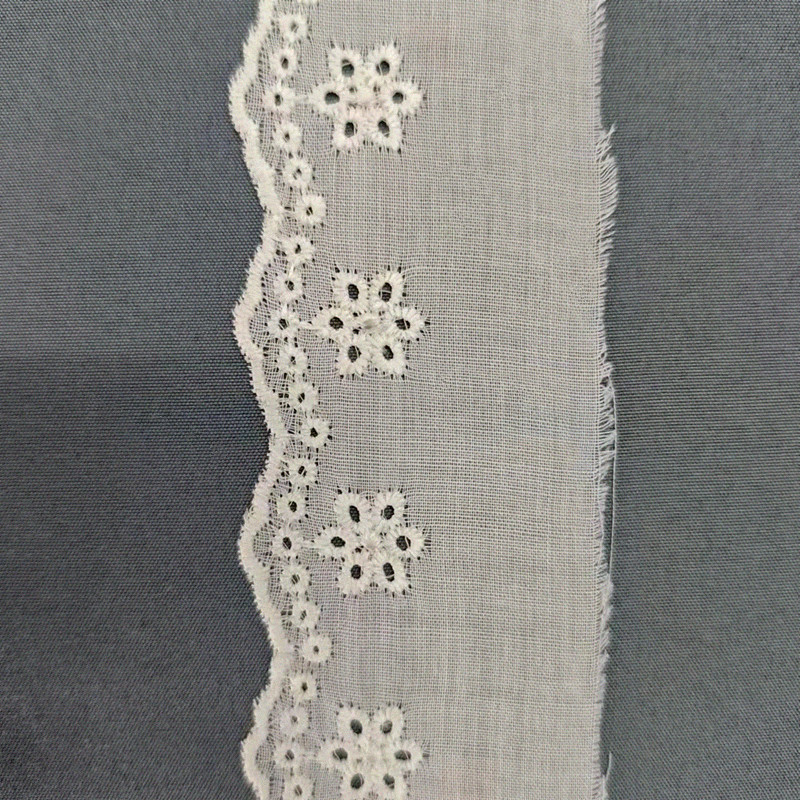 Wholesale of cotton embroidered lace, hollowed-out lace, embroidered skirt hem, clothing accessories, milk silk, perforated, barcode 2.5 pic 37