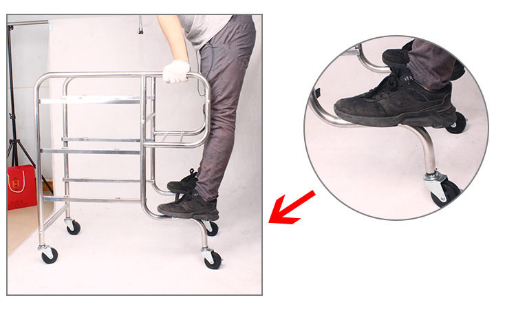 Thickened restaurant bowl collection cart, food collection cart, hotel, fast food restaurant, canteen, stainless steel hand-pushed food removal plate collection cart, stainless steel material, sturdy and durable, suitable for various occasions, hotel, snack bar, hot pot restaurant pic 5