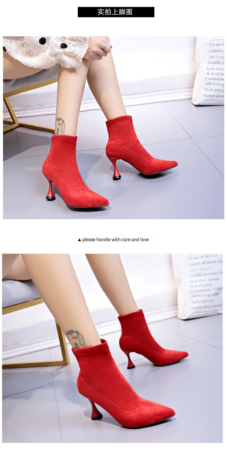 2024春季季新款时尚尖头马丁靴酒杯跟欧美舒适加绒女短靴子批发详情6