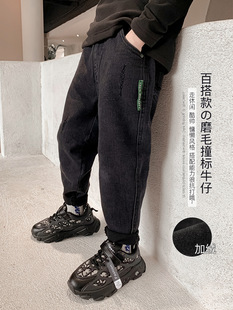 童装男童牛仔裤春秋款2022儿童一体绒裤子中大童秋冬加绒宽松韩版详情25