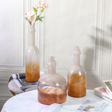 琥珀豹纹玻璃花瓶北欧风大口径花瓶桌面摆件客厅插花器水培瓶现货详情12