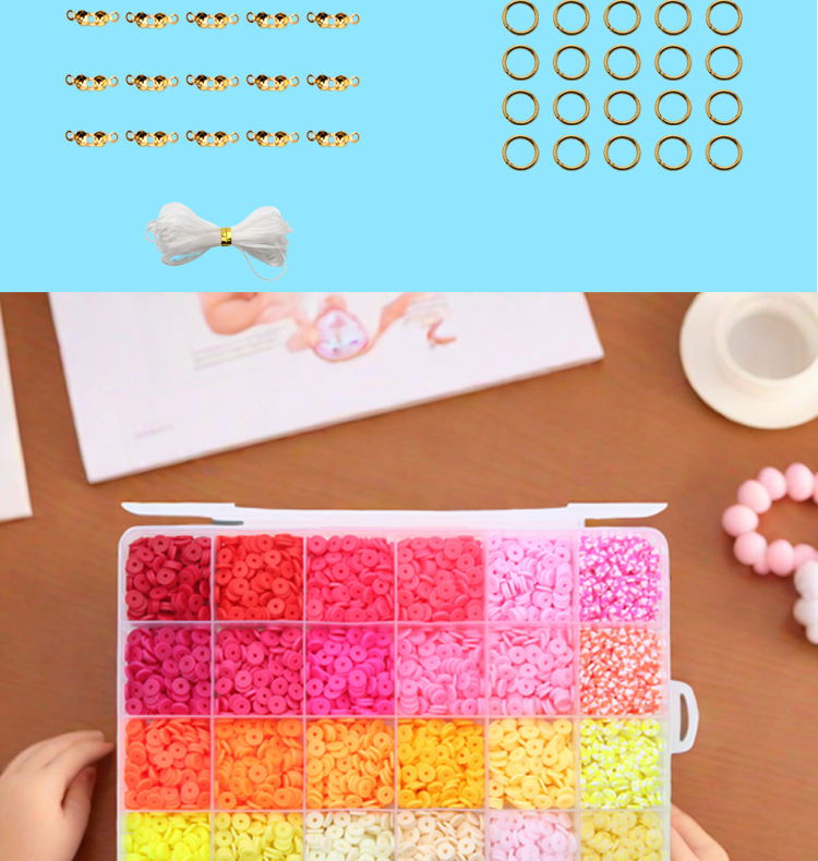 软陶片串珠单色6mm  粘土切片珠首饰珠宝制作DIY手链项链饰品套盒详情7