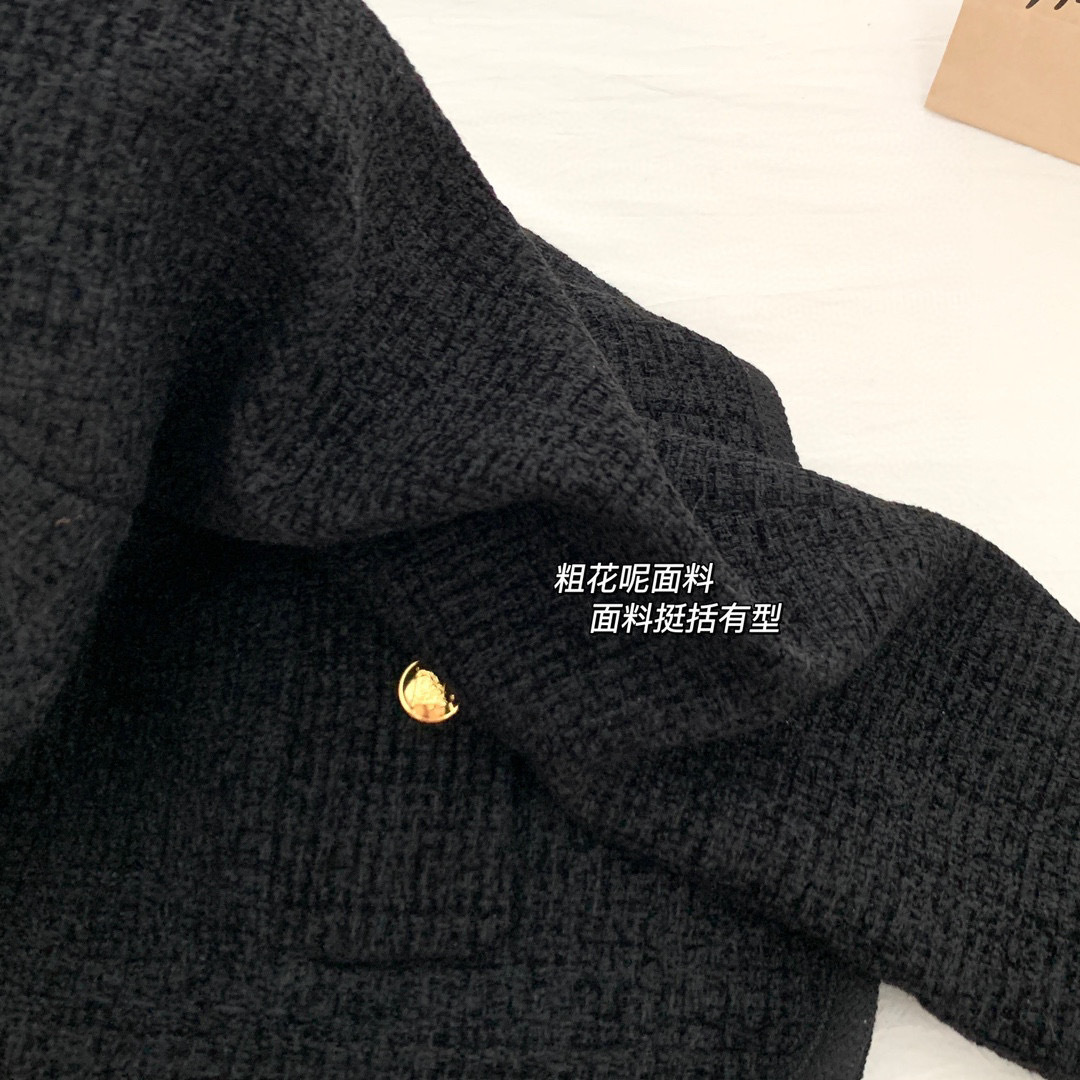 同款~黑色小香风短外套女23秋冬新款粗花呢六扣双口袋详情31