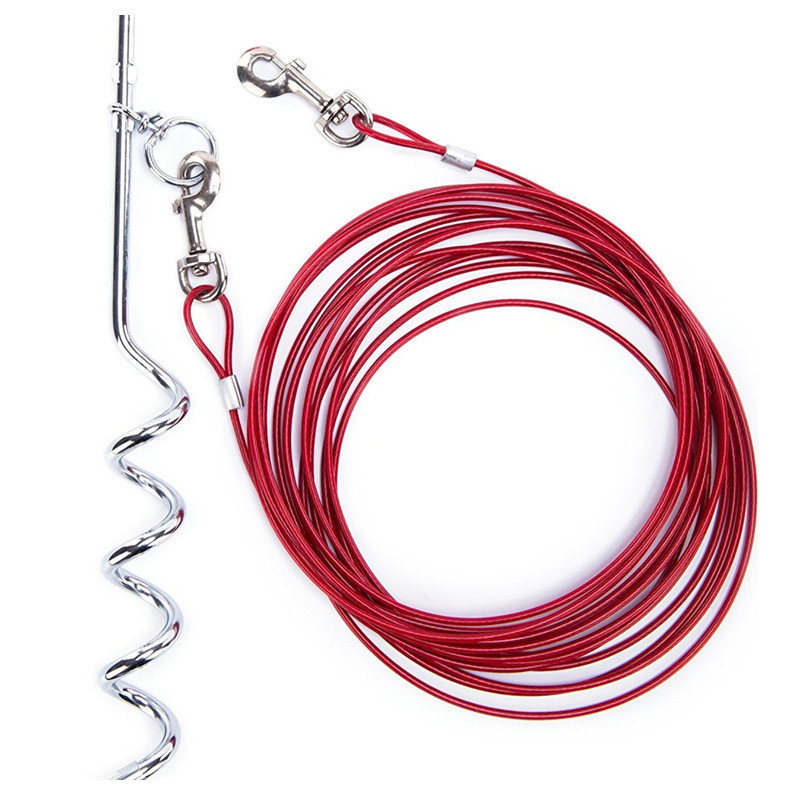 Outdoor spiral ground studs for pet dogs, fixed dog studs, double-ended one-to-two steel wire leash matching dog studs pic 4