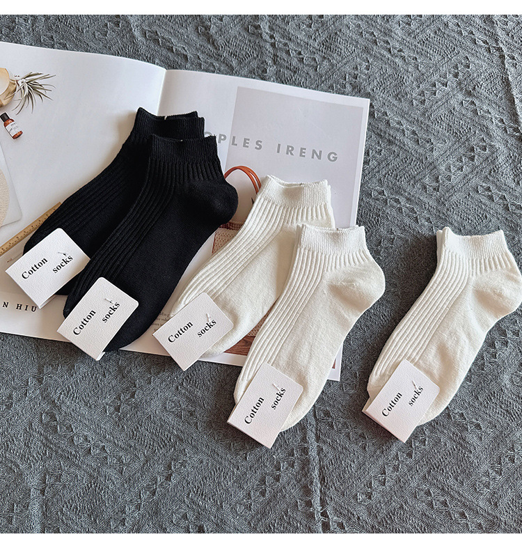 Calcetines stand de piso one piece daihair otoño invierno calcetines de doble aguja hombre blanco y negro gris multicolor color sólido calcetines de algodón para hombre calcetines de barco de ocio zhuji calcetines de hombre one piece daihair pic 2