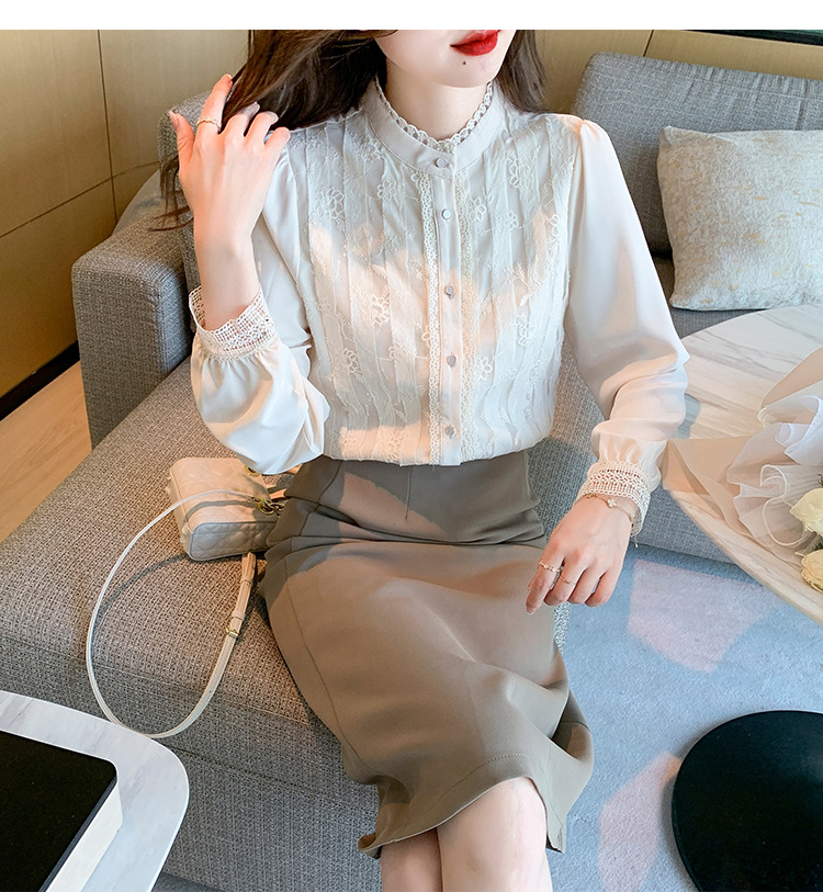 春款雪纺白衬衫女装春装2022年新款蕾丝上衣时尚气质洋气流行小衫详情23