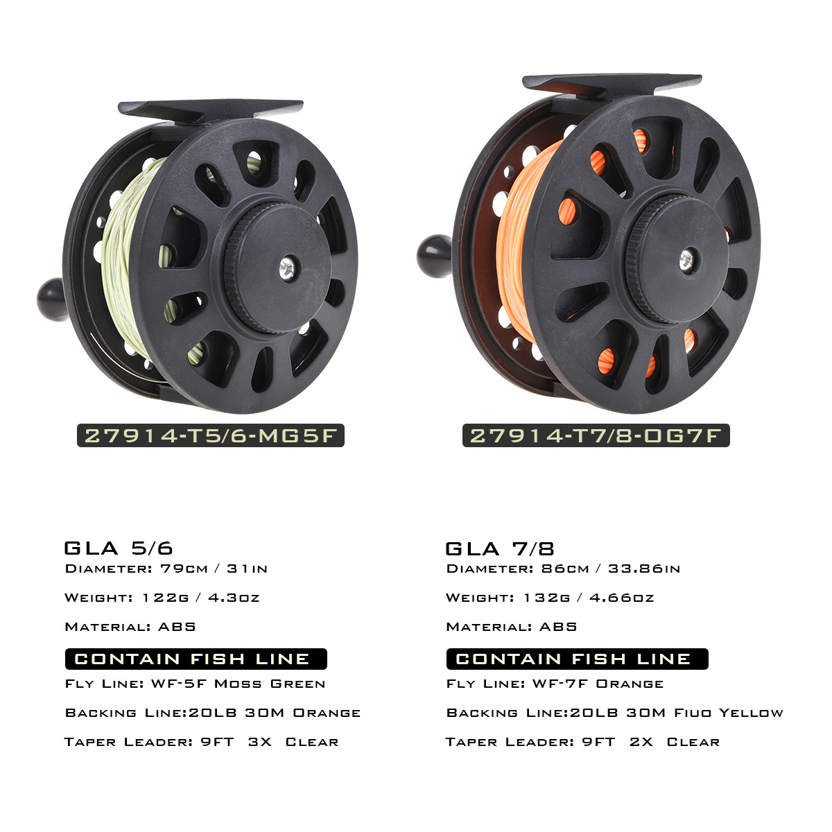 27914-T [GLA Flyfishing Reel with Line (including Flyfishing backup line, main line and sub-line] Flyfishing Set of Fishing gear pic 2