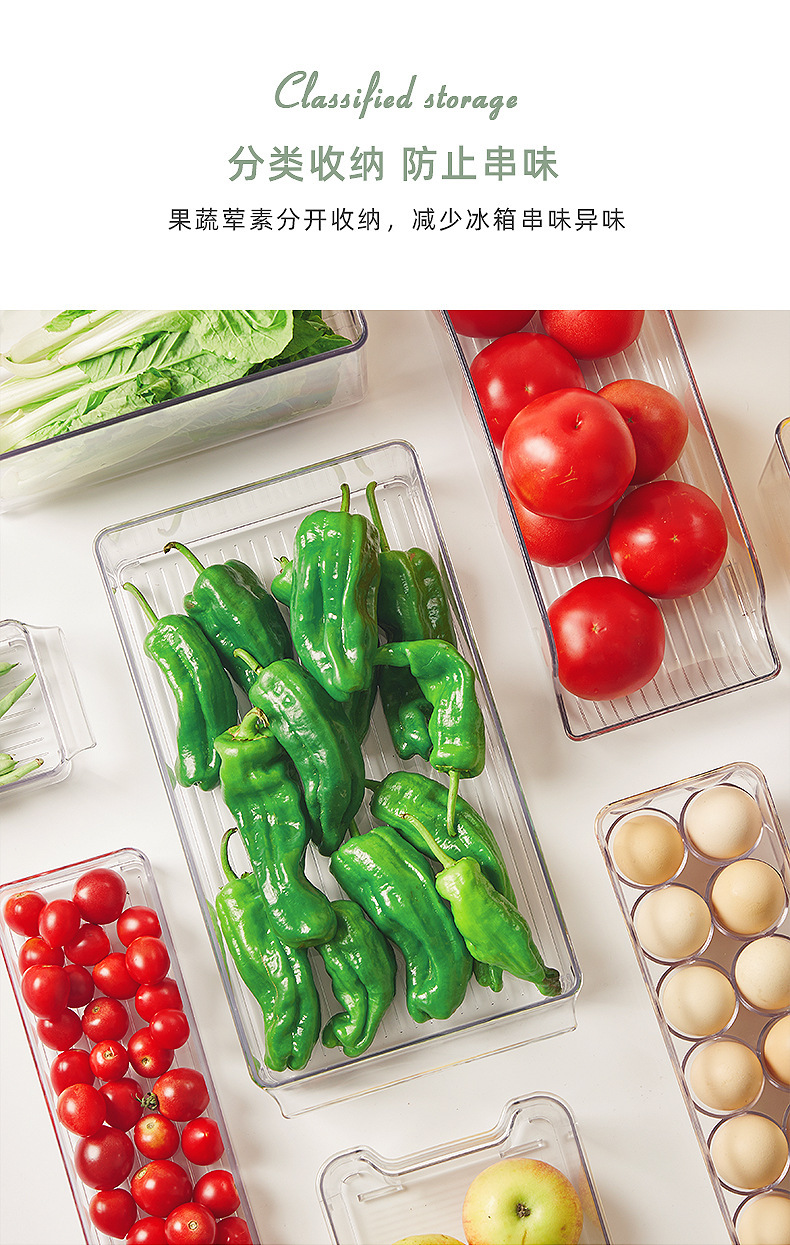 Refrigerator transparent water-draining preservation box, egg separator, food freezing refrigerator storage box manufacturer, plastic transparent ice pic 6