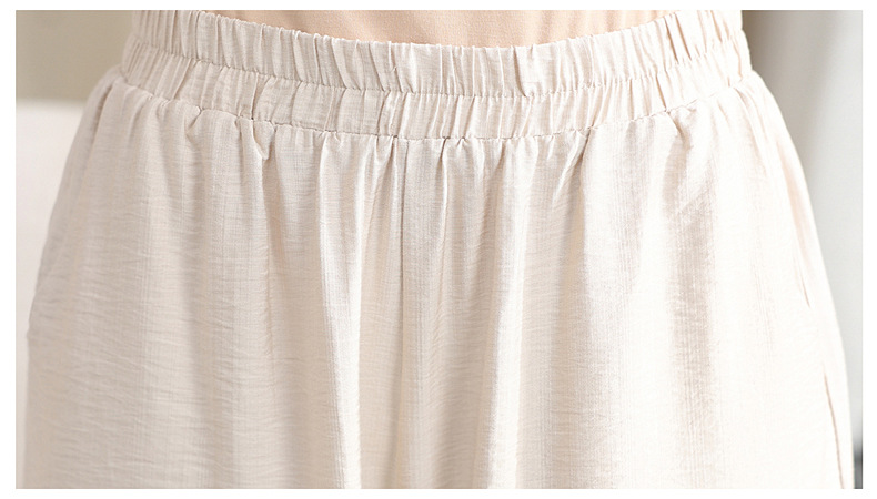 中年妈妈夏装棉麻套装洋气2024新款中老年女夏季短袖衬衫上衣薄款详情52