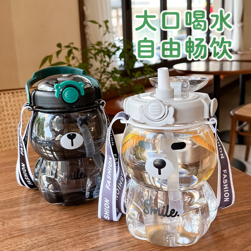 卡通塑料小熊大容量水杯女生高颜值网红大肚杯tritan儿童运动水壶详情11
