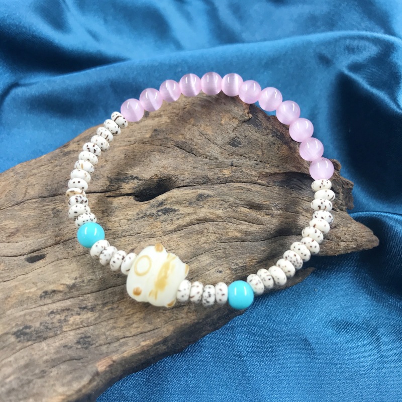 Mini Star and moon Bodhi seed bracelet, Shoushan charcoal-burned cat artistic and retro double and single loop bracelet and jewelry wholesale pic 17