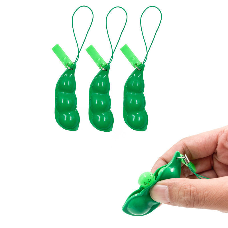 Squeeze Edamame, Squeeze Fun, Relieve stress and release Edamame, unlimited Edamame toys, Stress-relieving Pea Pods, keychains, Cross-border pic 1