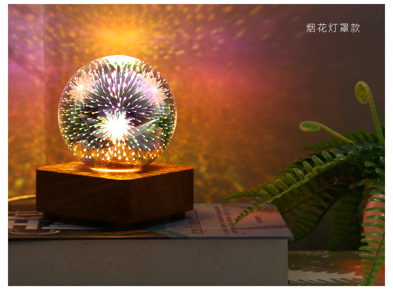 LED3D Fireworks Night light, Christmas heart romantic atmosphere desk lamp, USB children's Rubik's Cube atmosphere Light, bedside lamp pic 8