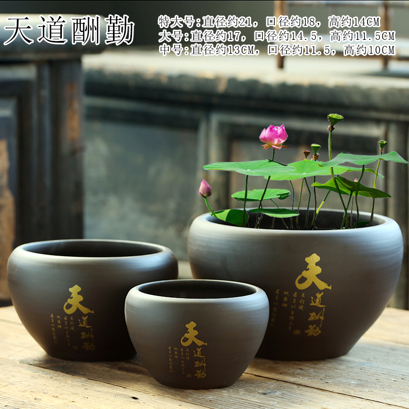 紫砂花盆水培无孔荷花睡莲铜钱草花缸号陶瓷碗莲花盆陶瓷缸详情9