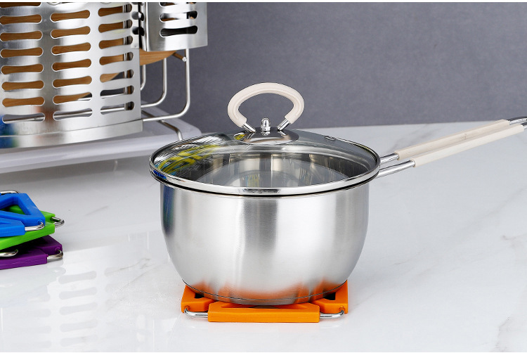 Creative anti-scald and anti-slip silicone pads, high-temperature resistant stainless steel pot pads, foldable heat-insulating table MATS as gifts pic 14