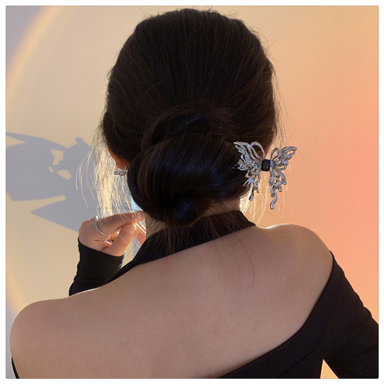Жидкая металлическая бабочка — заколка для заколки — заколка для заколки для заколки — заколка для заколки для заколки для волос, сделанная в виде древесной сетки для волос pic 4