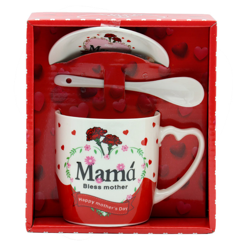 创意镀金西语母亲节陶瓷马克杯牛奶杯大容量杯具外贸专供带柄勺托盘咖啡杯套装送妈妈的礼物工厂直供支持多语做客logo详情9