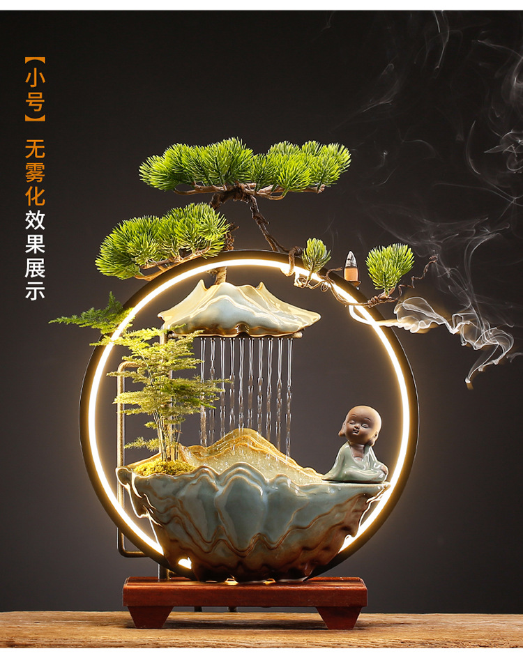 招财流水摆件家居创意喷泉客厅办公室桌面玄关乔迁新居开业礼品假山喷泉详情20
