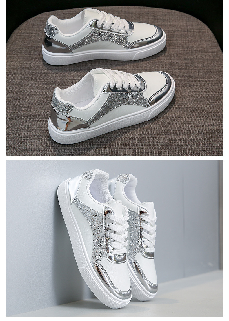 大码厚底亮片时尚女单鞋春秋新款休闲运动小白鞋学生轻便平底板鞋详情29