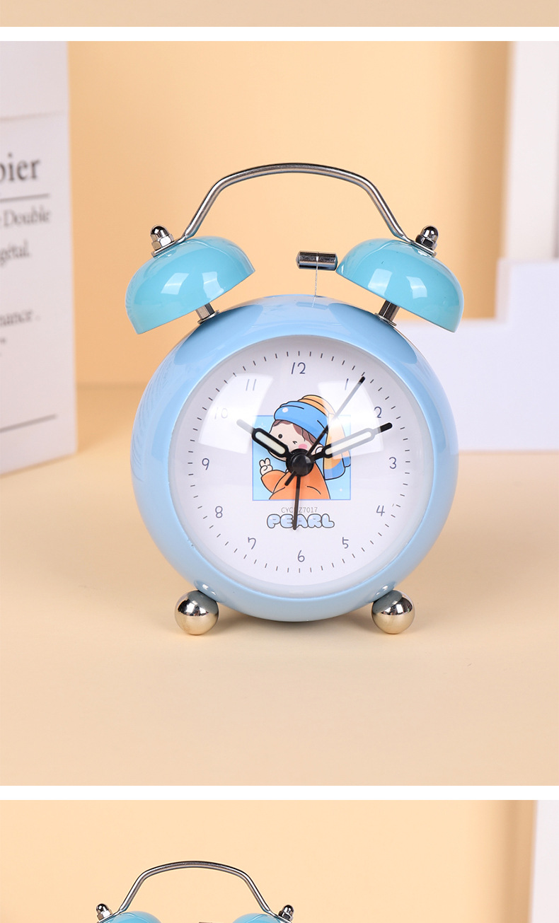 Cartoon convex 3-inch alarm clock, student multi-functional bedside clock, creative clock, bell clock with night light, small alarm clock pic 9