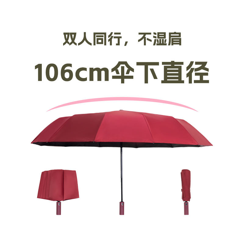 黑胶uv太阳伞遮阳伞晴雨两用全自动雨伞折叠伞高级感防晒防紫外线详情3