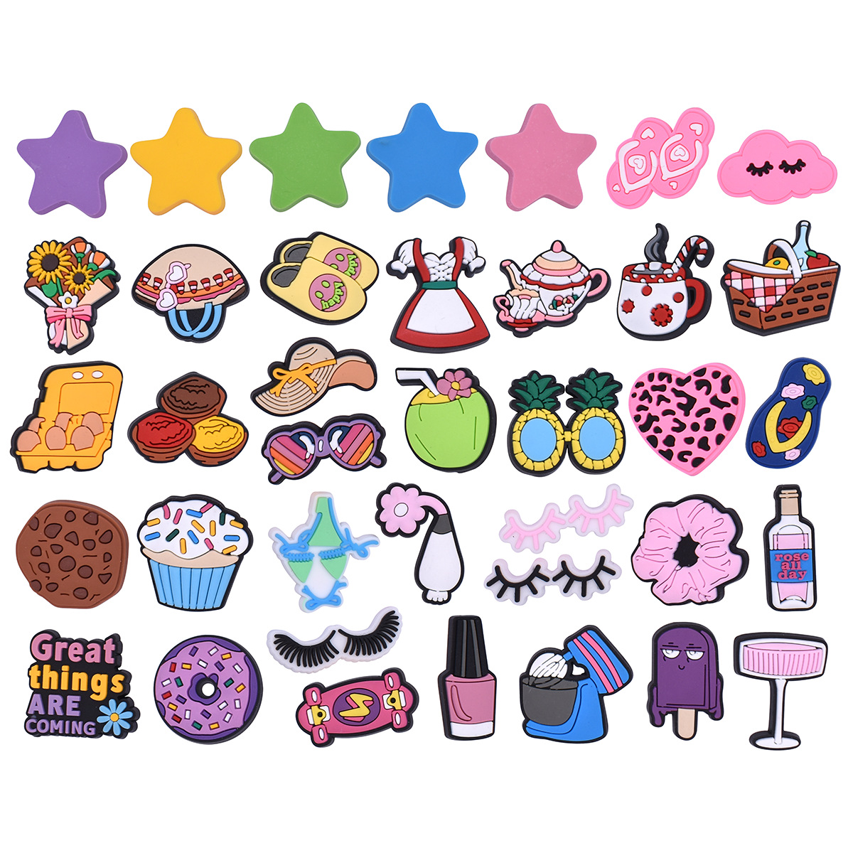 新款半3D彩色花朵系列箱包胸针饰品配件小号立体软胶贴片diy配饰详情14