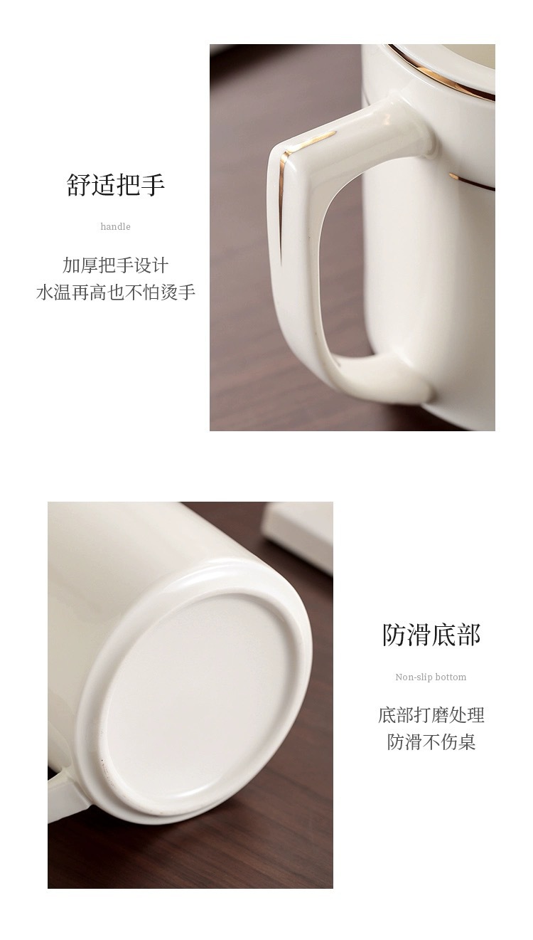 Hotel and guesthouse mugs, office and guest room ceramic pure white tea cups with LIDS, drinking cups printed with logos pic 23