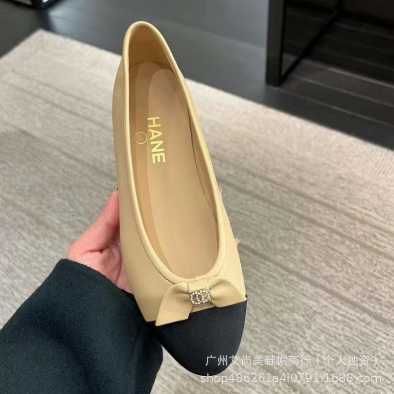 小香风蝴蝶结芭蕾舞鞋2024年新款低跟真皮拼色浅口圆头气质单鞋女详情19