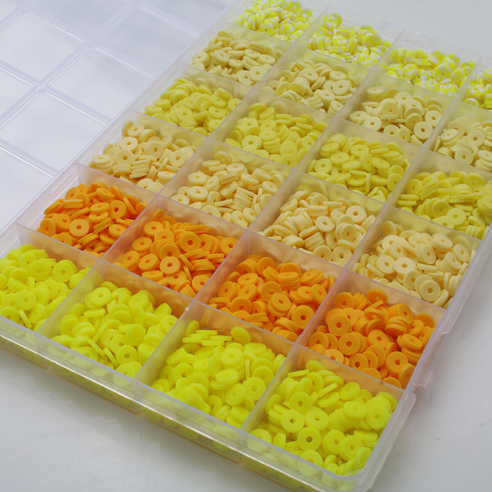 软陶片串珠渐变单色6mm 饰品DIY手链项链饰品配件24格软陶片盒装详情18