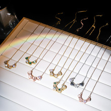 This is a unique new design pendant with a Japanese and Korean style, featuring cherry fruits and zircon. It is a stylish titanium steel necklace pic 21