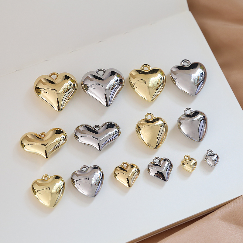 Simple style multi-specification three-dimensional smooth surface heart heart round ball pendant jewelry necklace earrings diy accessory materials pic 18