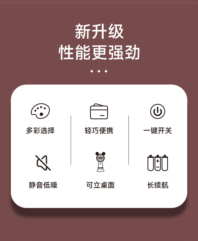 新款usb手持小风扇迷你随身卡通可爱静音学生宿舍USB可充电办公室详情2