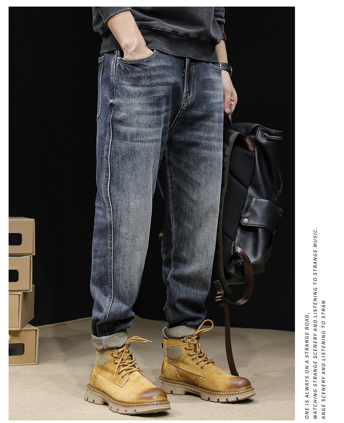 High-end stretch jeans for men spring and autumn, straight-leg plus-size men 2022 new style overweight and plus-size pants for men, trendy pic 8