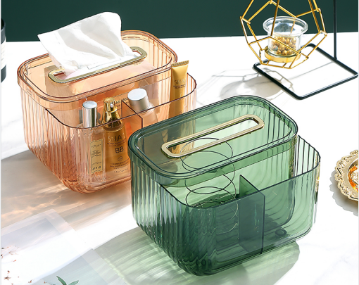 晶透纸巾盒轻奢客厅办公茶几桌面纸巾盒多功能遥控器收纳盒抽纸盒详情2