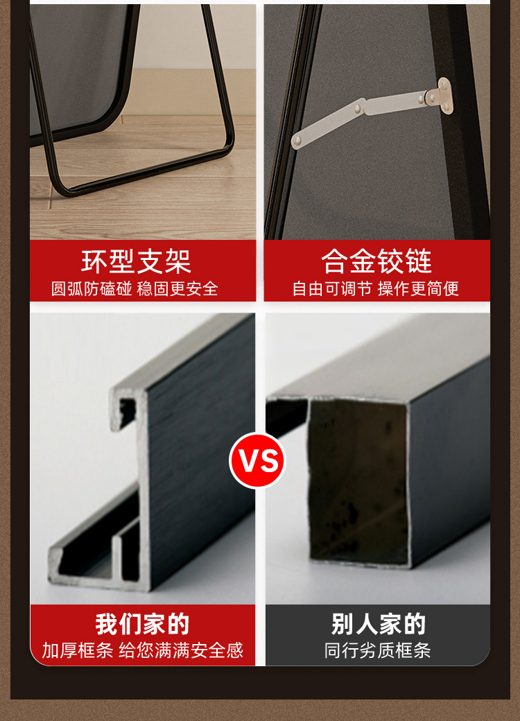 全身镜穿衣落地镜子家用简约壁挂贴墙网红女生卧室化妆挂墙试衣镜详情20