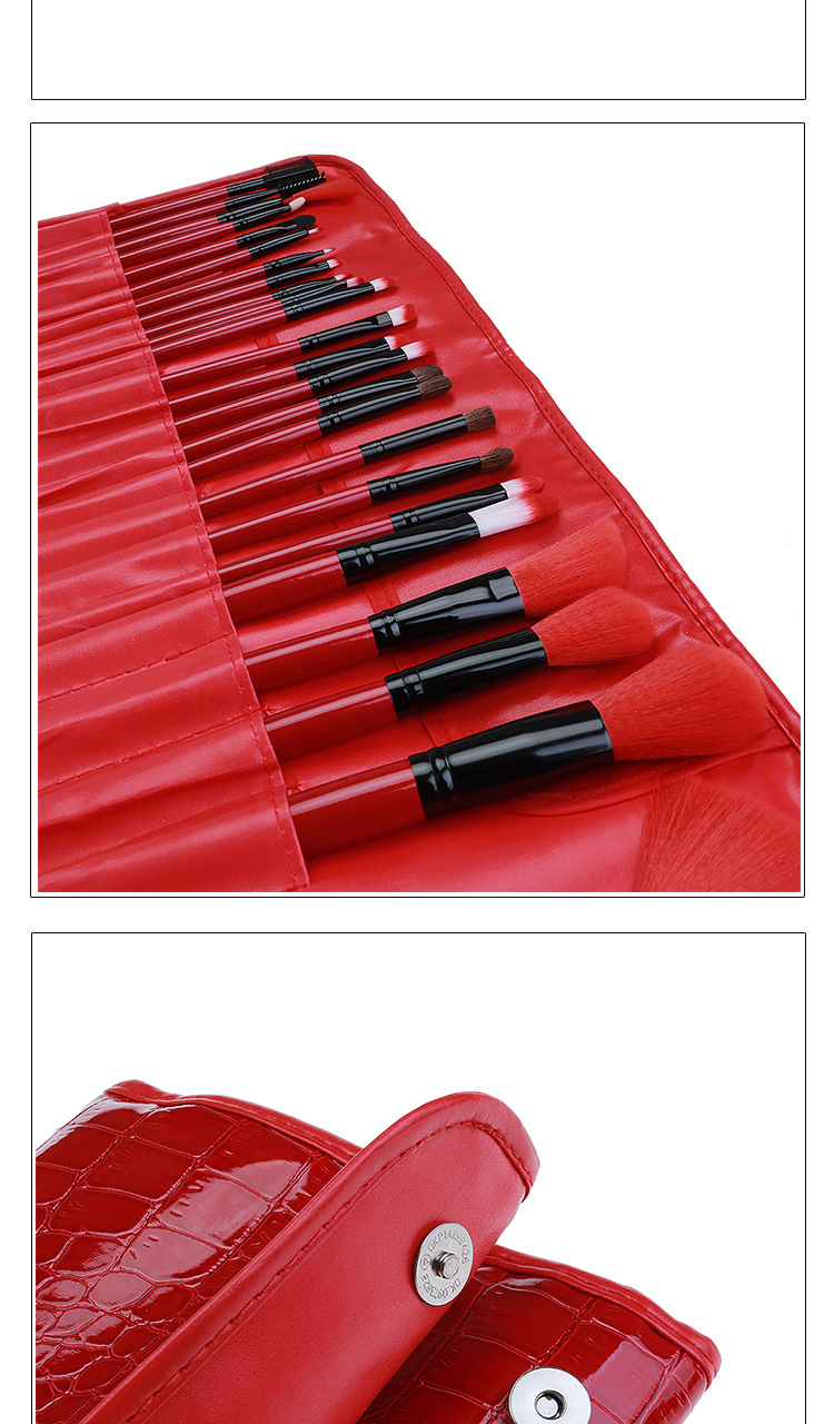 Factory direct sales of 24 animal hair makeup brushes, stone pattern makeup sets, crocodile pattern portable bags, shanilak pic 5